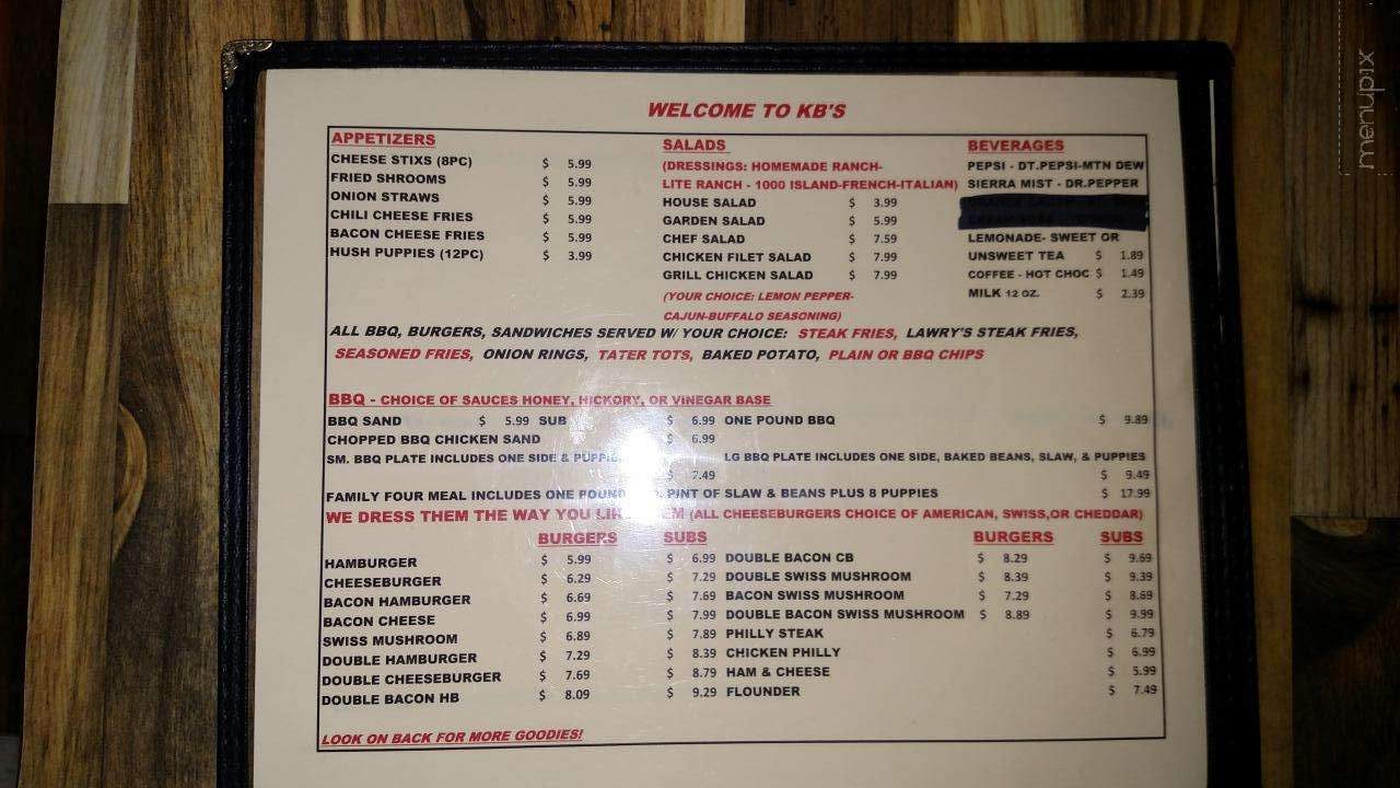 K B's Bbq & Grill - Spruce Pine, NC menu_pic