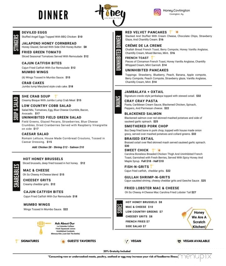 Honey Uninhibited - Covington, KY menu_pic