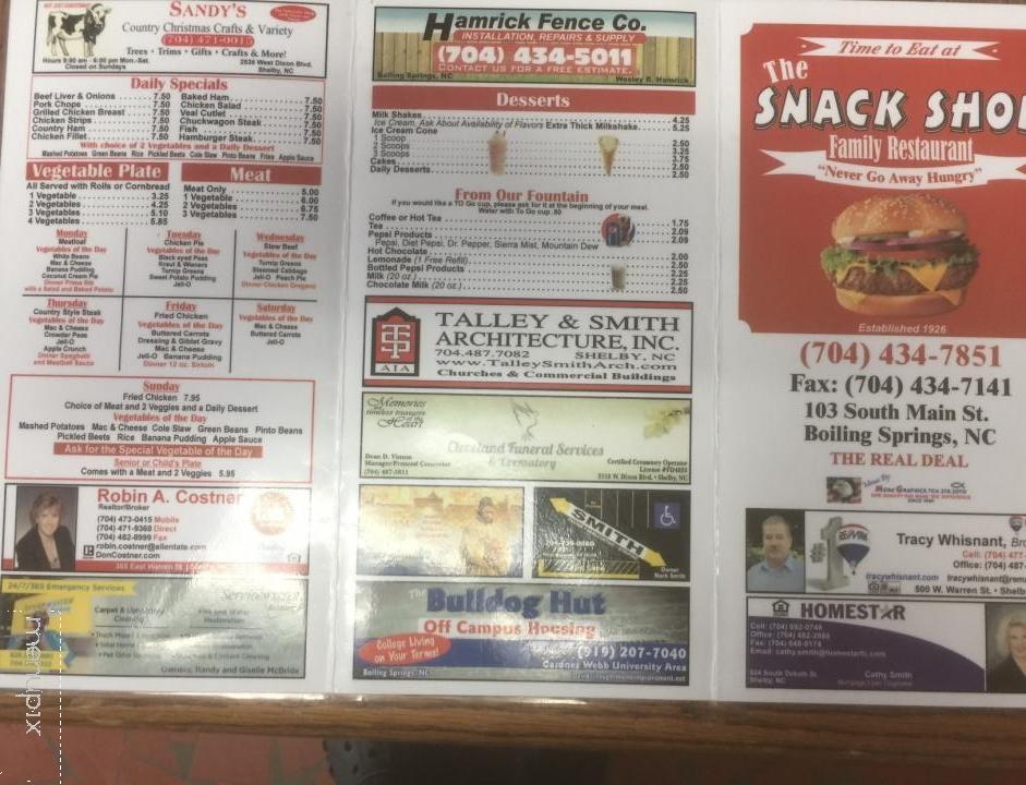 Online Menu Of Snack Shop Boiling Springs Nc