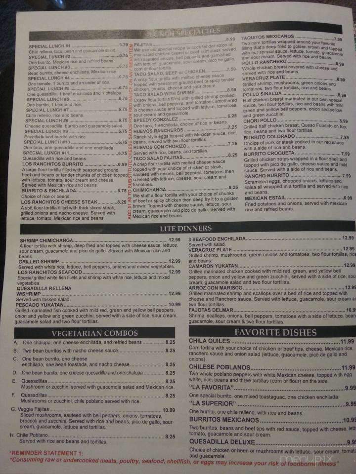 Los Ranchitos - Princeton, IL menu_pic