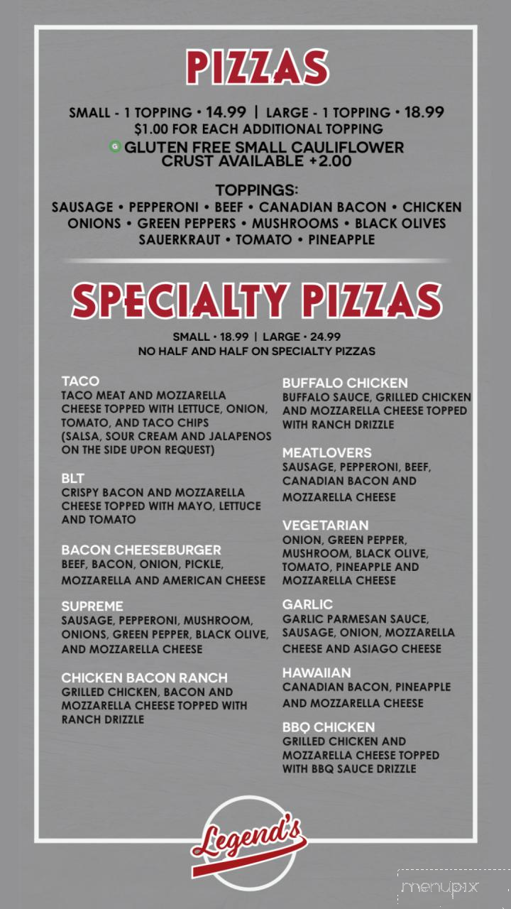 Legends Sports Bar - Clinton, IA menu_pic