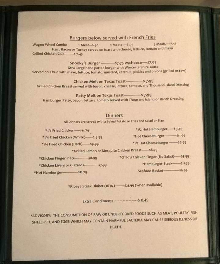 Snooky's - Lumpkin, GA menu_pic
