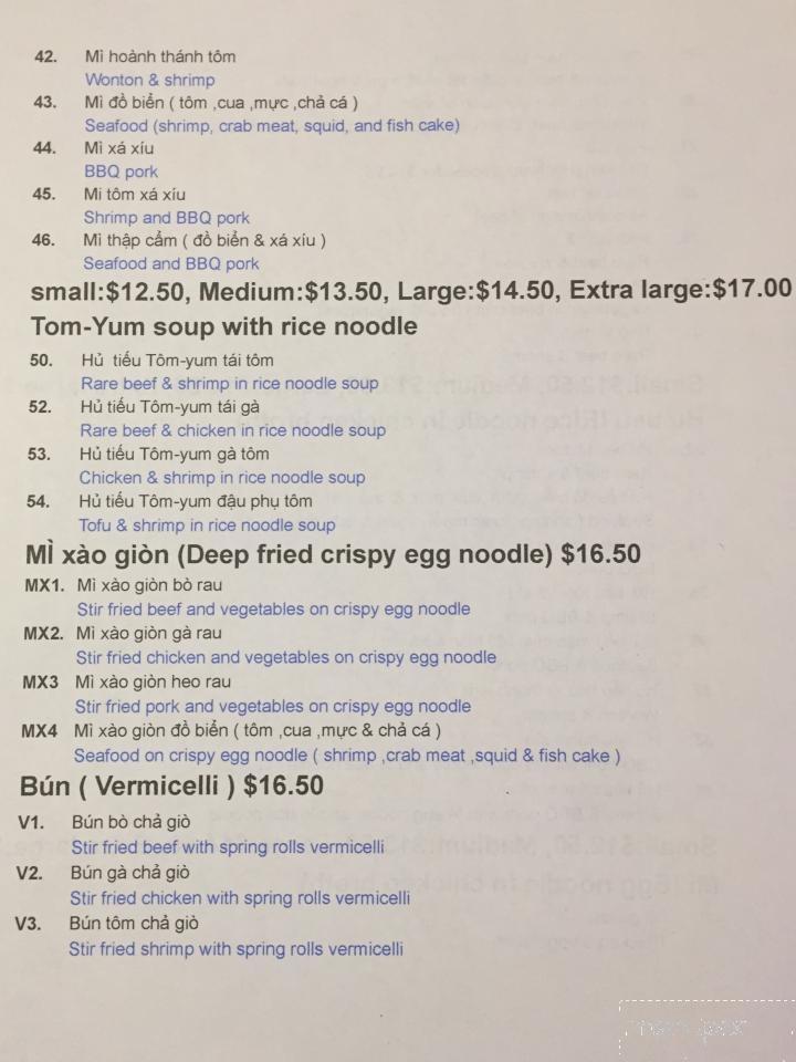 Pho Bac Oriental Cuisine - Ottawa, ON menu_pic