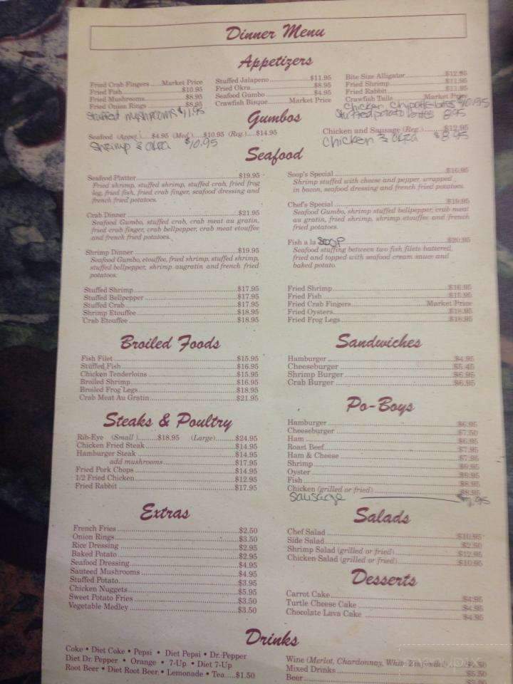 Soop's Seafood & Steakhouse - Maurice, LA menu_pic