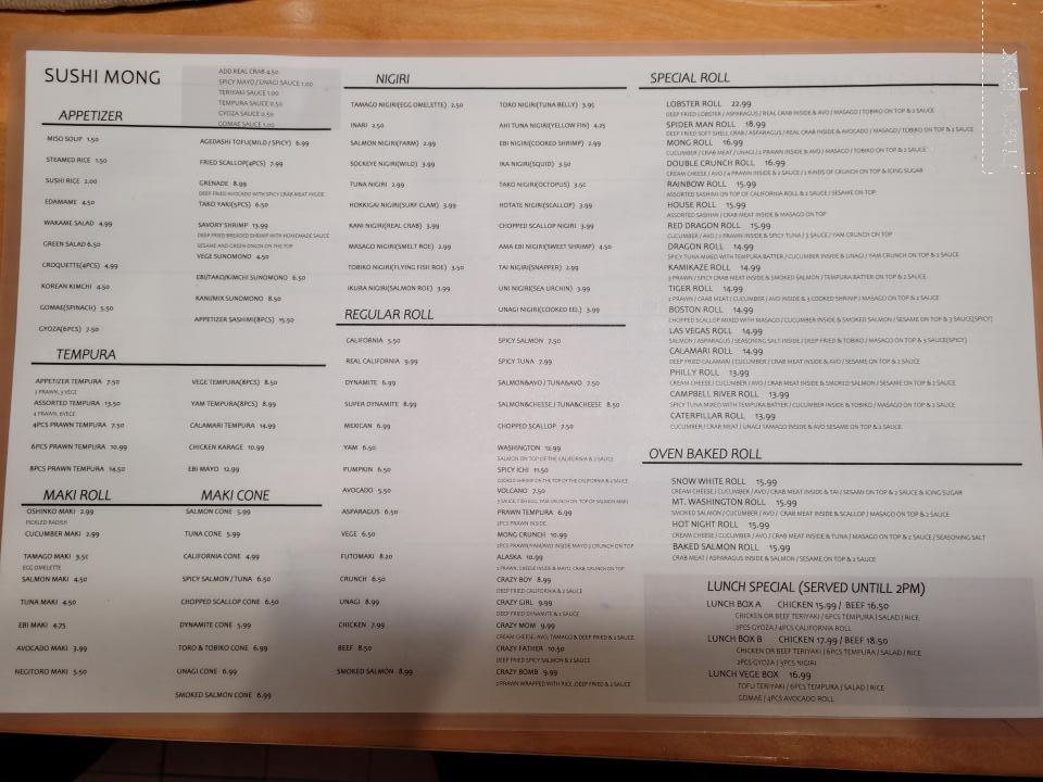 Sushi Mong - Campbell River, BC menu_pic