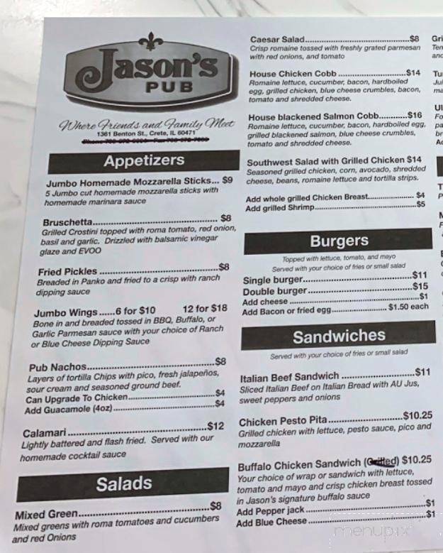 Jason's Pub - Crete, IL menu_pic