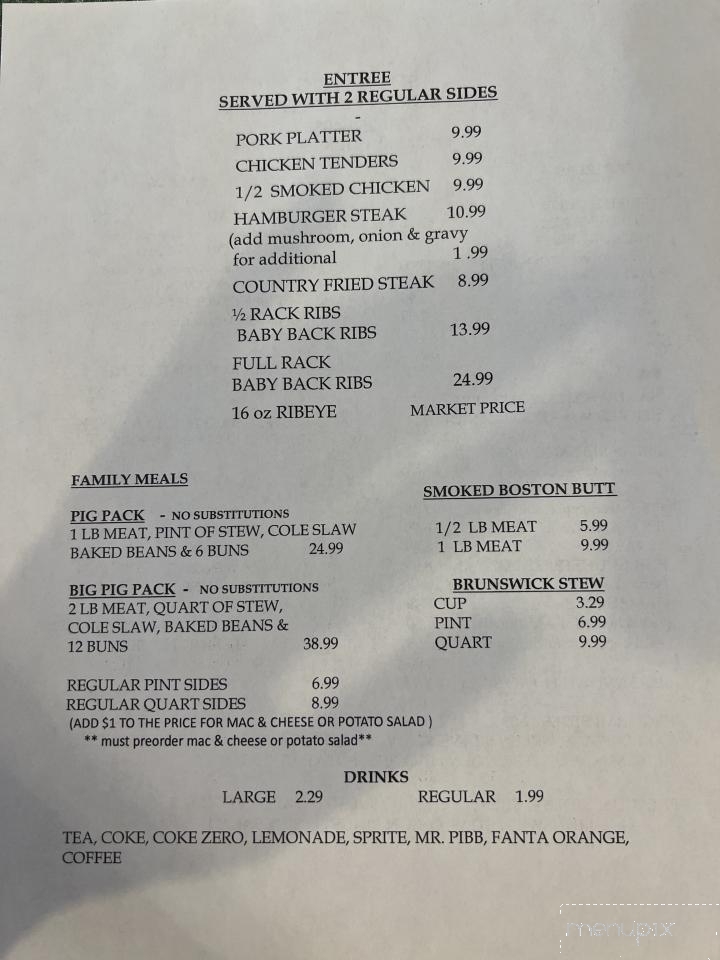 Smokin' Pig - Bowdon, GA menu_pic