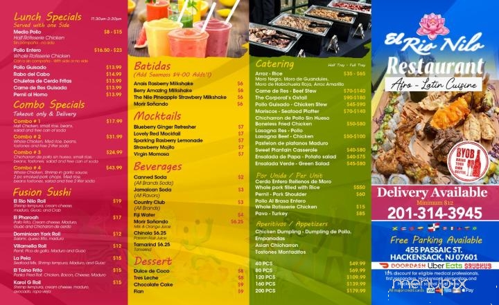 El Rio Nilo - Hackensack, NJ menu_pic