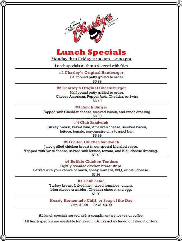 Good Time Charley's Grille Pub - Bryan, TX menu_pic