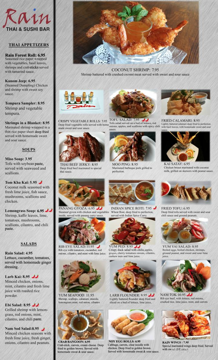Rain Thai & Sushi Bar - Atlanta, GA menu_pic