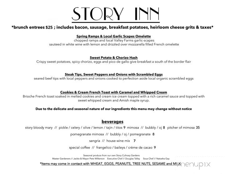 Story Inn - Nashville, IN menu_pic