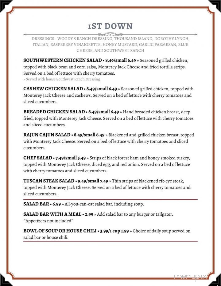 Woody's Sports Bar and Grill - Pratt, KS menu_pic