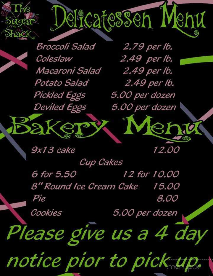 The Sugar Shack - Richfield, PA menu_pic