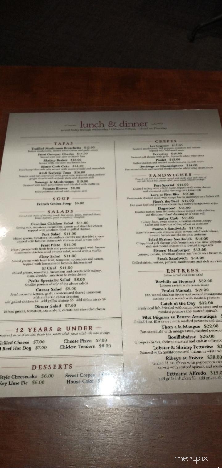 Sisters' - Port St Joe, FL menu_pic