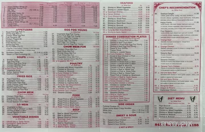 Jin jin menu deals