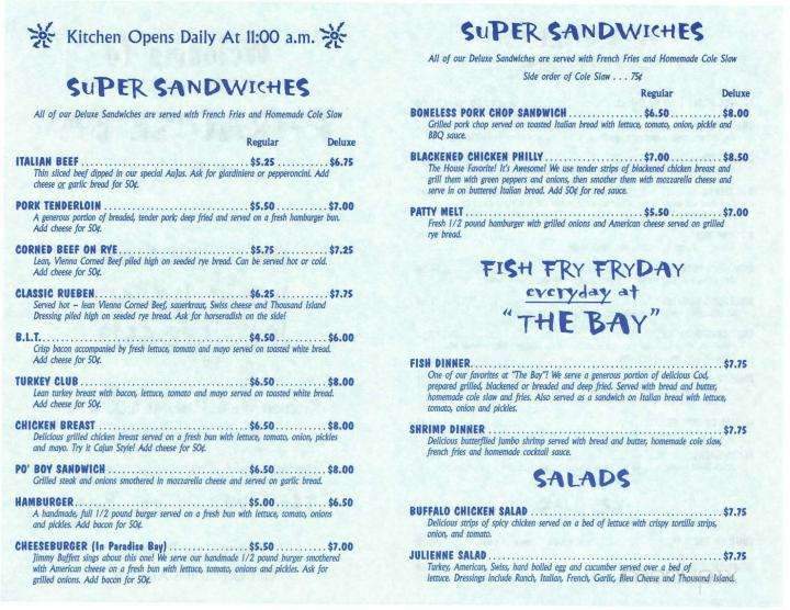 Paradise Bay - Lockport, IL menu_pic