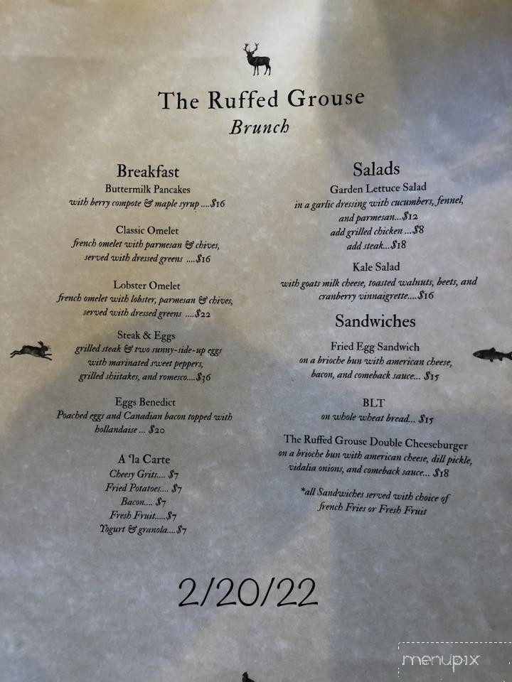 The Ruffed Grouse - Highlands, NC menu_pic