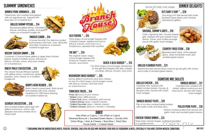 Branch House Tavern - Flowery Branch, GA menu_pic