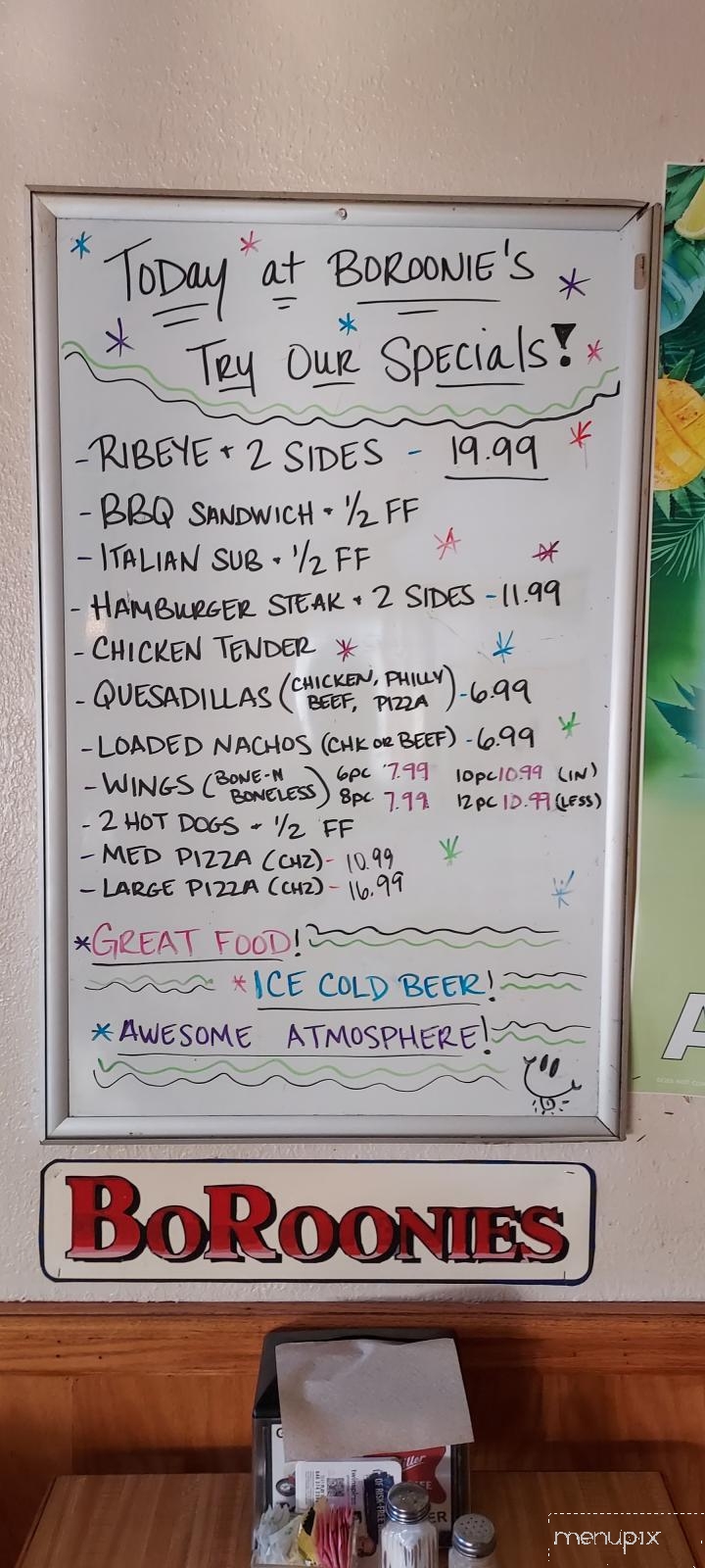 Boroonie's Bar & Grill - Greeneville, TN menu_pic