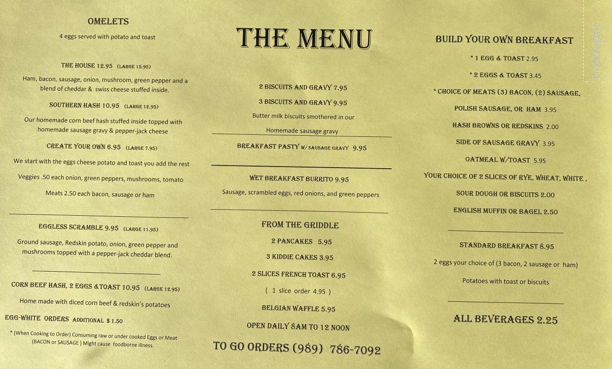 The Menu Restaurant - Lewiston, MI menu_pic