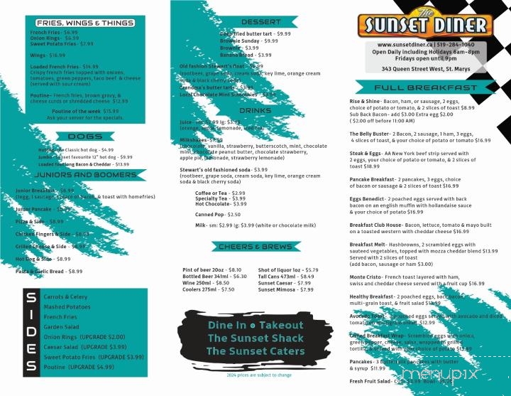 Sunset Diner - Saint Mary's, ON menu_pic