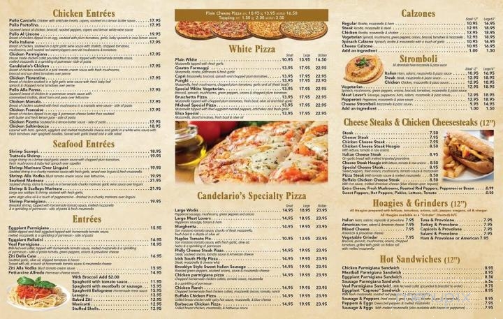 Candelarios Pizzeria & Restaurant - Berwyn, PA menu_pic