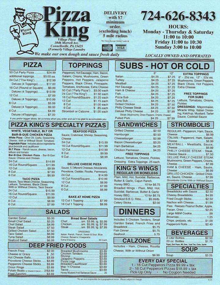 Pizza King - Connellsville, PA menu_pic