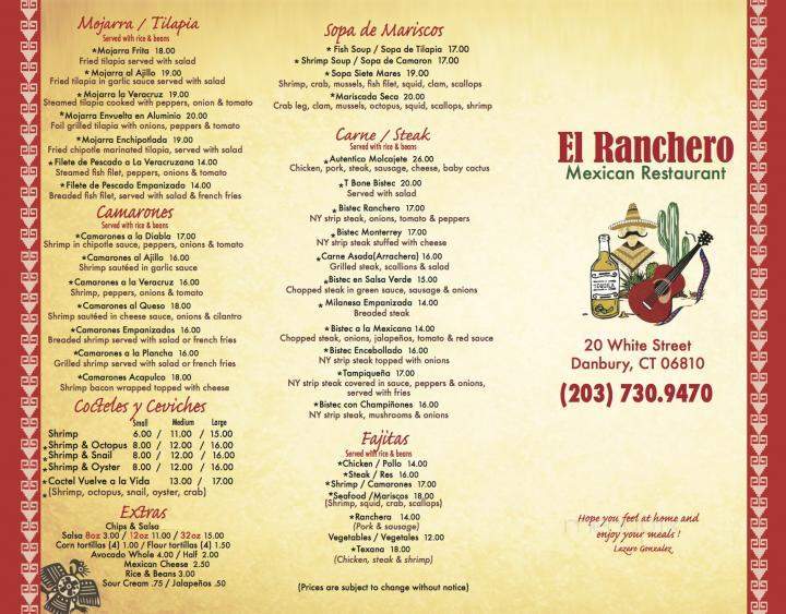 El Ranchero - Danbury, CT menu_pic