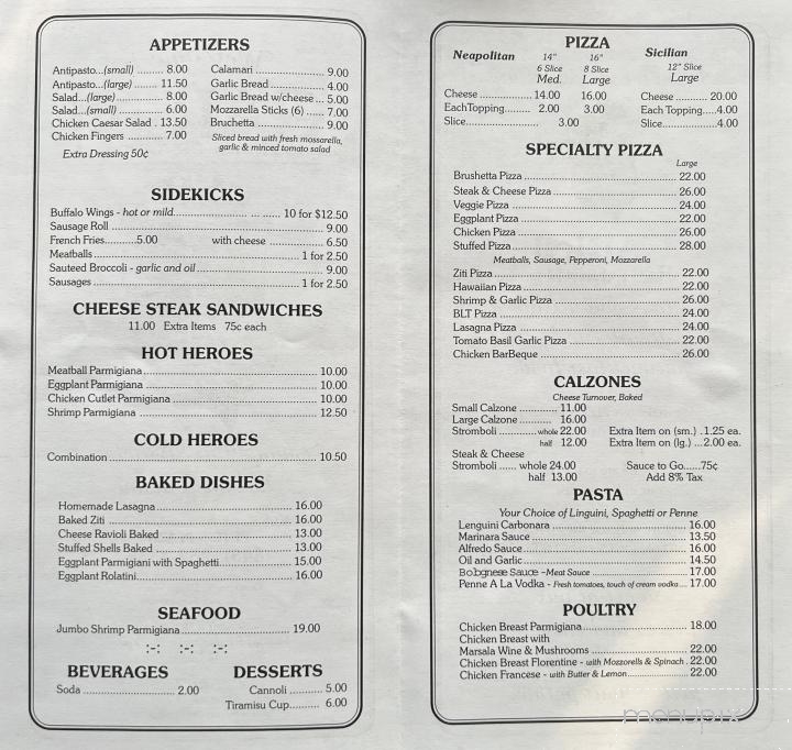 Carini Pizza - Narrowsburg, NY menu_pic