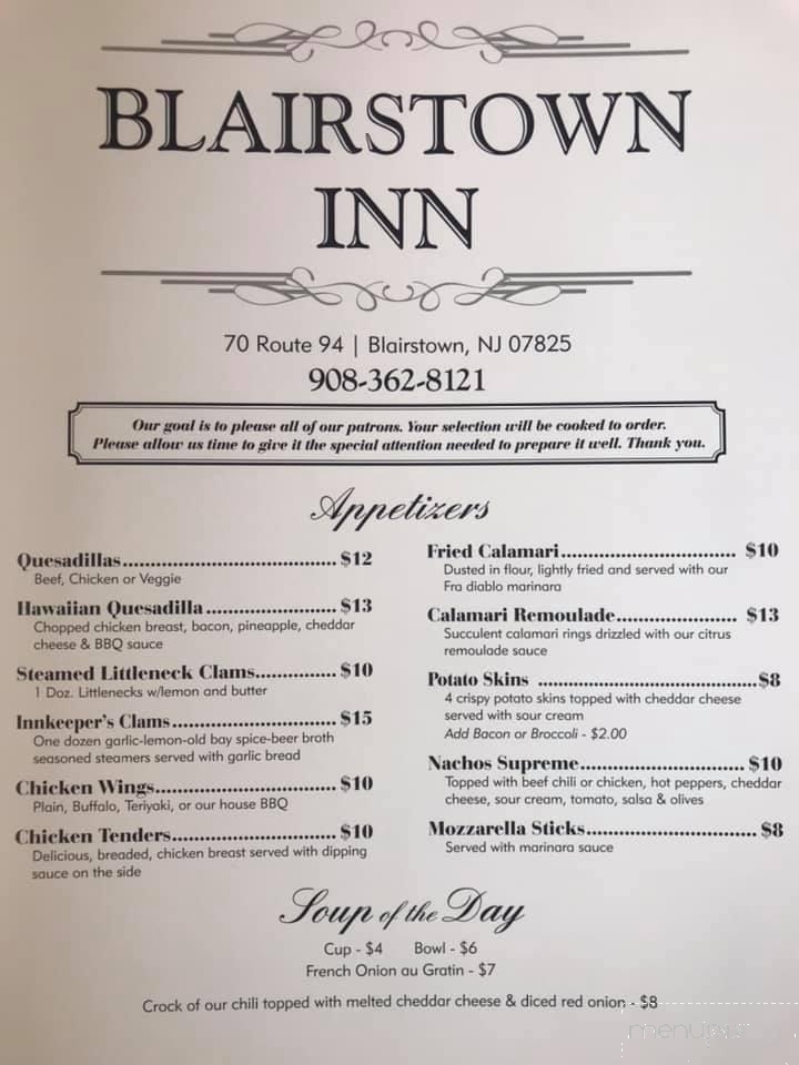 Blairstown Inn Inc - Blairstown, NJ menu_pic