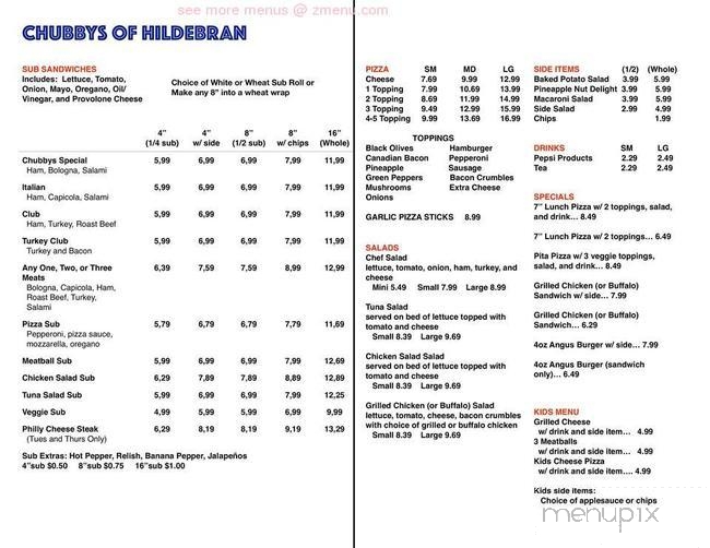 Chubby's Of Hildebran - Hildebran, NC menu_pic