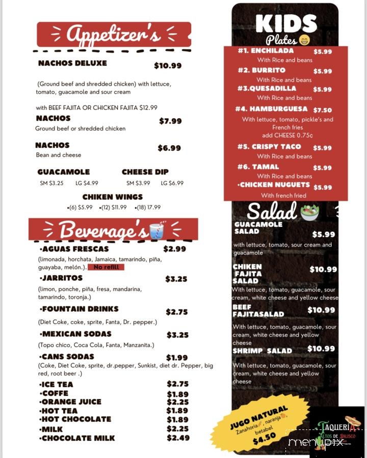 Taqueria Altos DE Jalisco - Fredericksburg, TX menu_pic