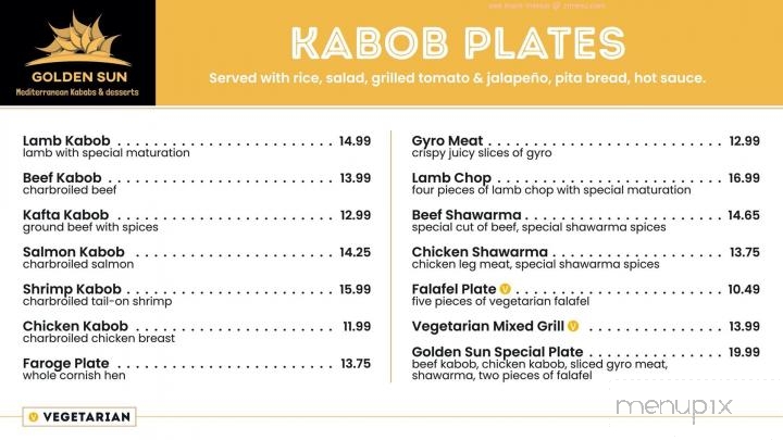 Golden Sun Mediterranean Kabobs & Desserts - Norwalk, CA menu_pic