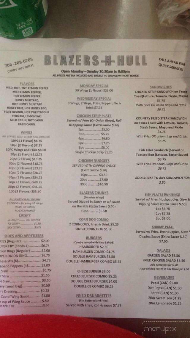 Blazers-N-Hull - Hull, GA menu_pic