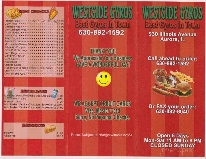 Westside Gyros - Aurora, IL menu_pic