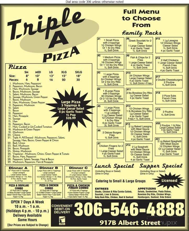 Triple A Pizza - Regina, SK