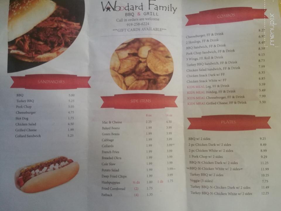 Woodard Family BBQ & Grill - Broadway, NC menu_pic