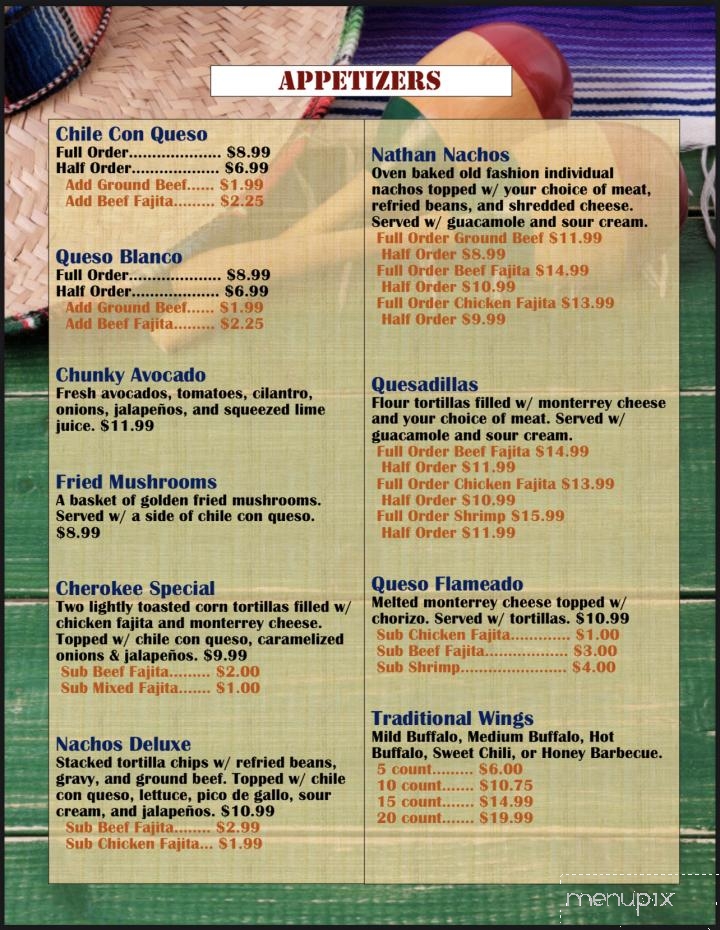 rosa's mexican food menu
