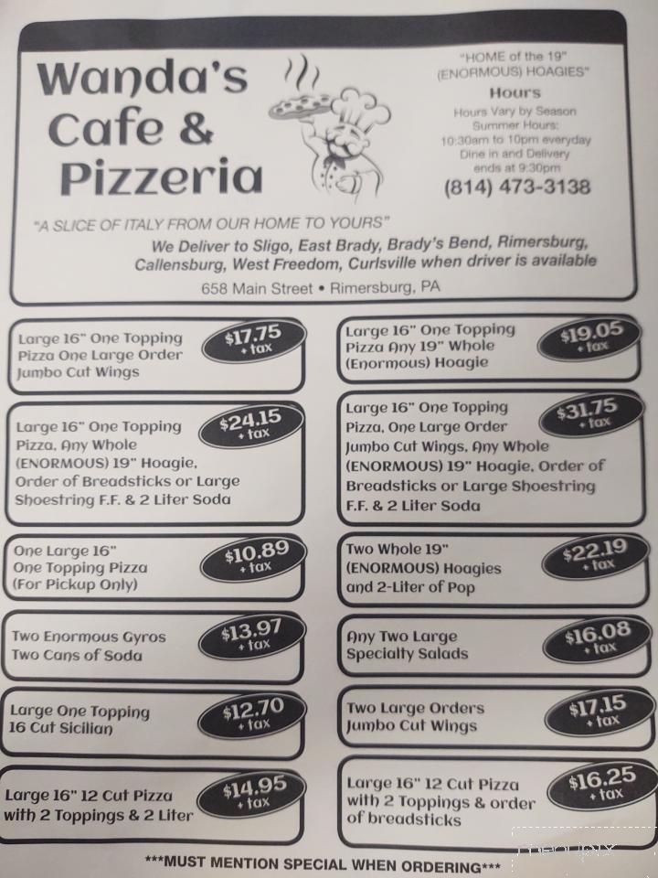 Wanda's Cafe & Pizzeria - Rimersburg, PA