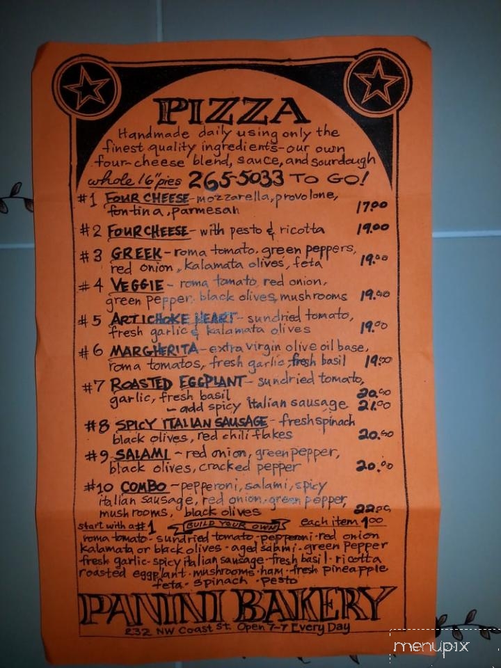 Panini Bakery - Newport, OR menu_pic