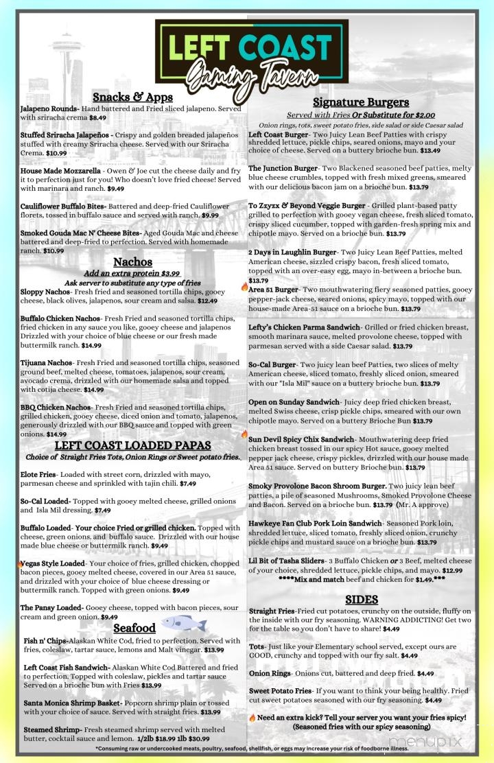 Left Coast Gaming Tavern - Las Vegas, NV menu_pic