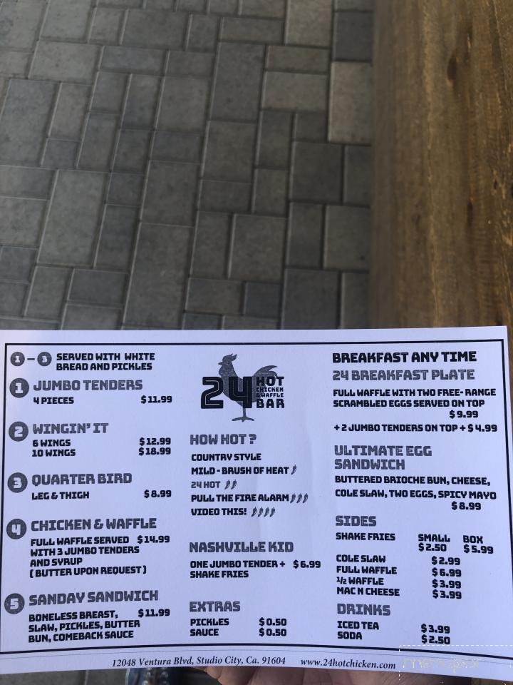 24 Hot Chicken & Waffle Bar - Los Angeles, CA menu_pic