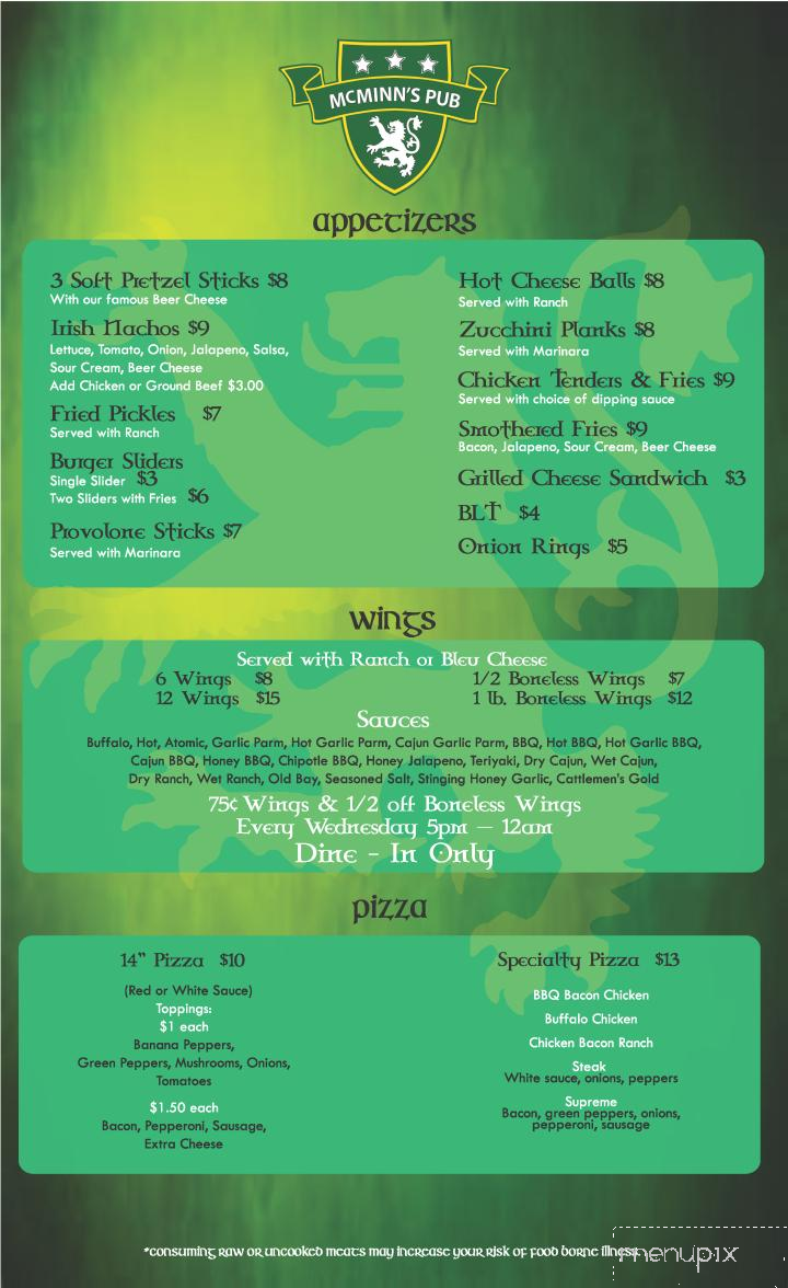 McMinn's Pub Grille - Castle Shannon, PA menu_pic