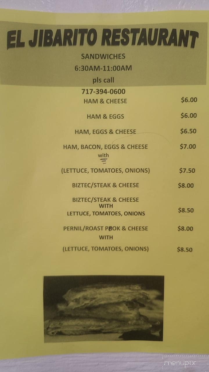 Jibarito Restaurant Orocoveno - Lancaster, PA menu_pic