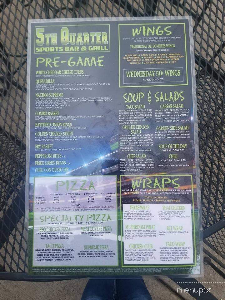 5th Quarter - Little Chute, WI menu_pic