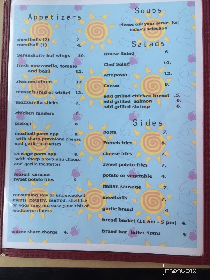 Serendipity Restaurant - Millsboro, DE menu_pic