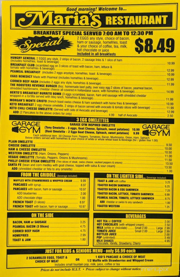 Maria's Restaurant & Catering - Amherstburg, ON menu_pic