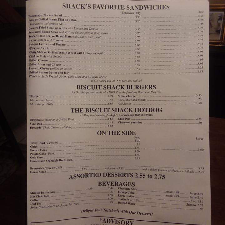 Biscuit Shack - Griffin, GA menu_pic