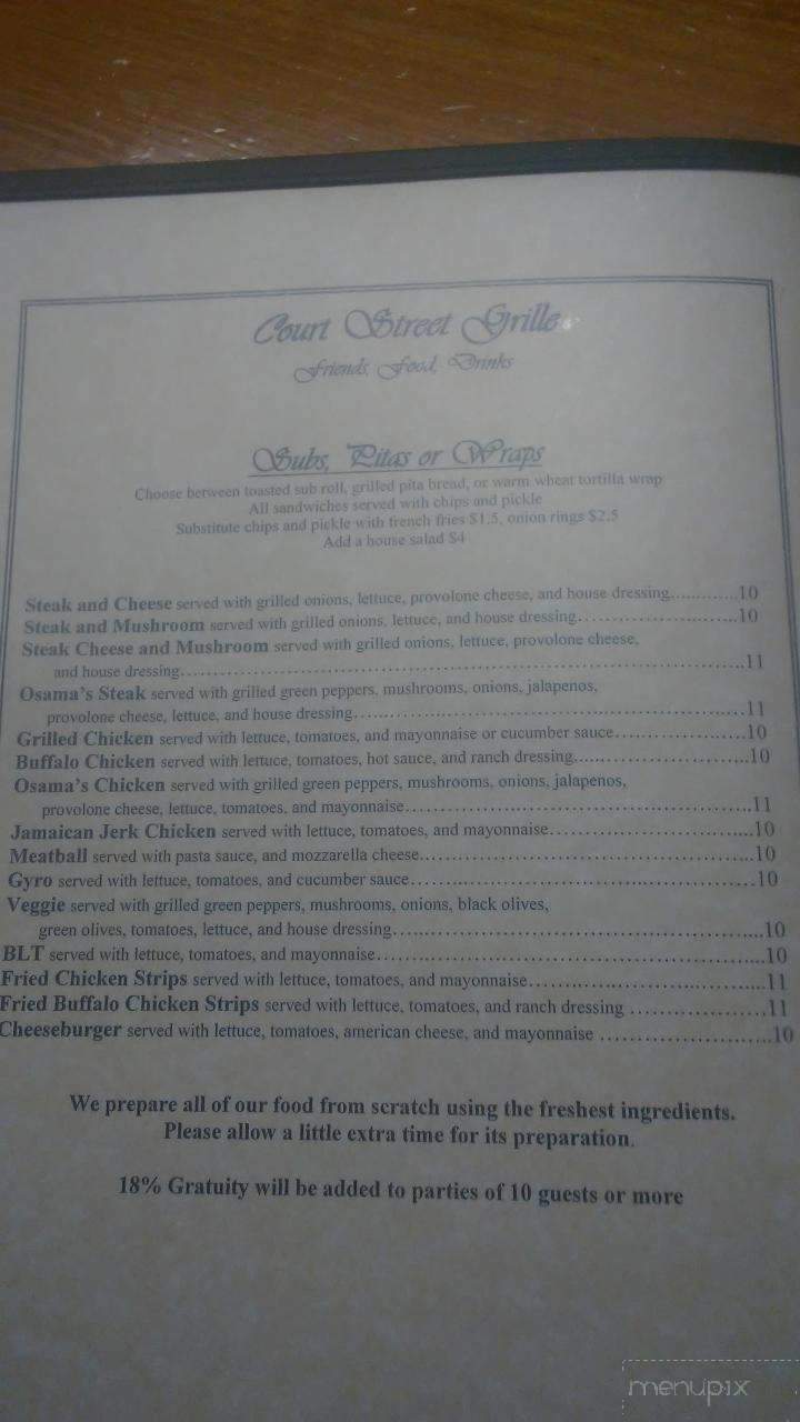 Court Street Grille - Hickory, NC menu_pic