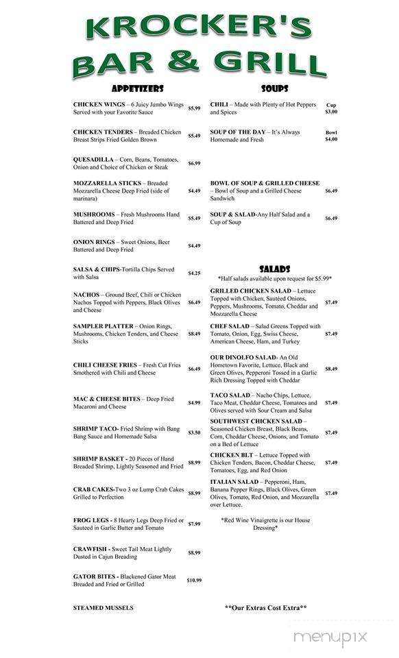Krocker's Bar & Grille - Dover, OH menu_pic